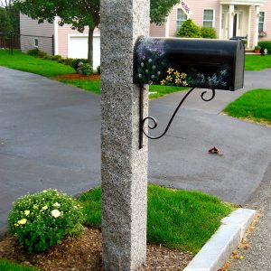 Mailbox, Lamp & Stone Posts