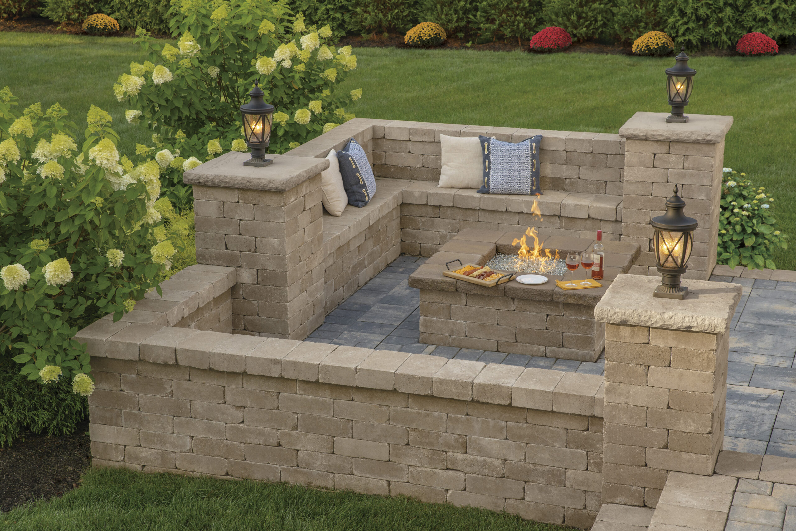 Cambridge Olde English Square Fire Pit, Flagstone Wall Fire Pit Kit
